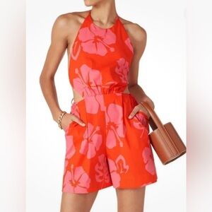 Staud Georgia Halter Neck Floral Print Romper 4